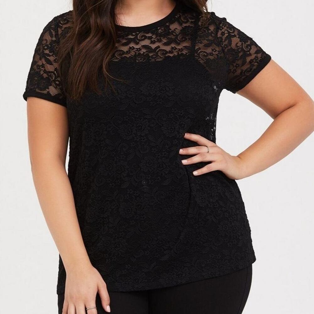 Torrid Womens Floral Lace Top Plus Size 5X Stretch Whimsygoth Sheer Withcy Vamp